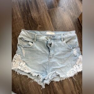 Garage Lace Denim Shorts